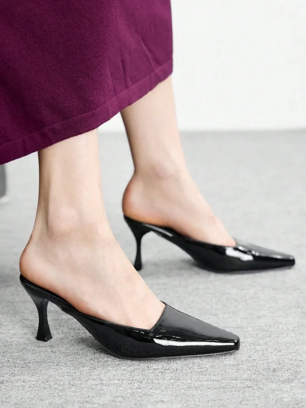 Black Casual Women's Plain Stiletto Heel Court Pumps